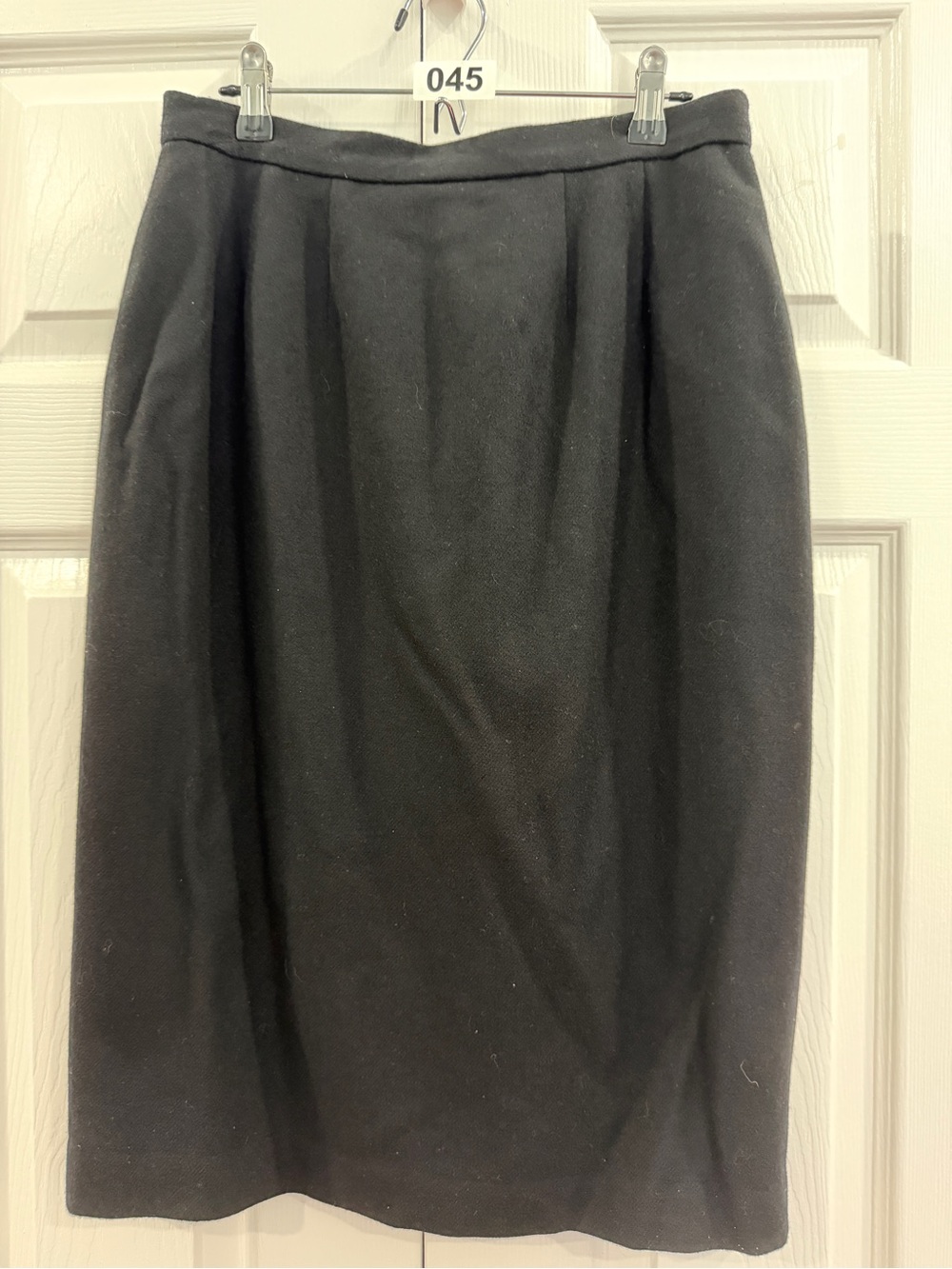 Classic Black Wool Pencil Skirt - Women's Tailored Work Skirt